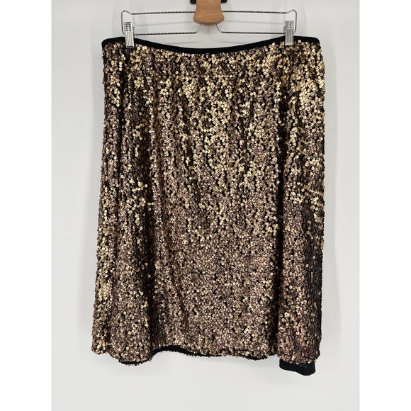 Ava & Viv Dresses & Skirts - Ava & Viv Sequin A-Line Skirt Sz 1X Gold Black Knee Length Party